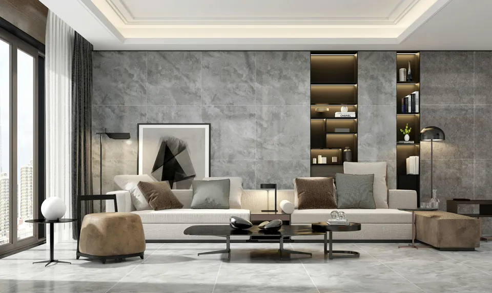 ein Wohnzimmer mit einem Sofa und einem Couchtisch