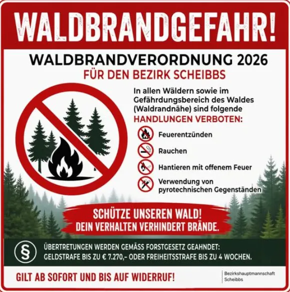 Ein Schild mit einem Wald und Text