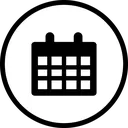 ein schwarz-weißer Kreis mit einem Kalender