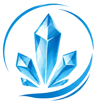 ein blauer Kristall in einem Kreis