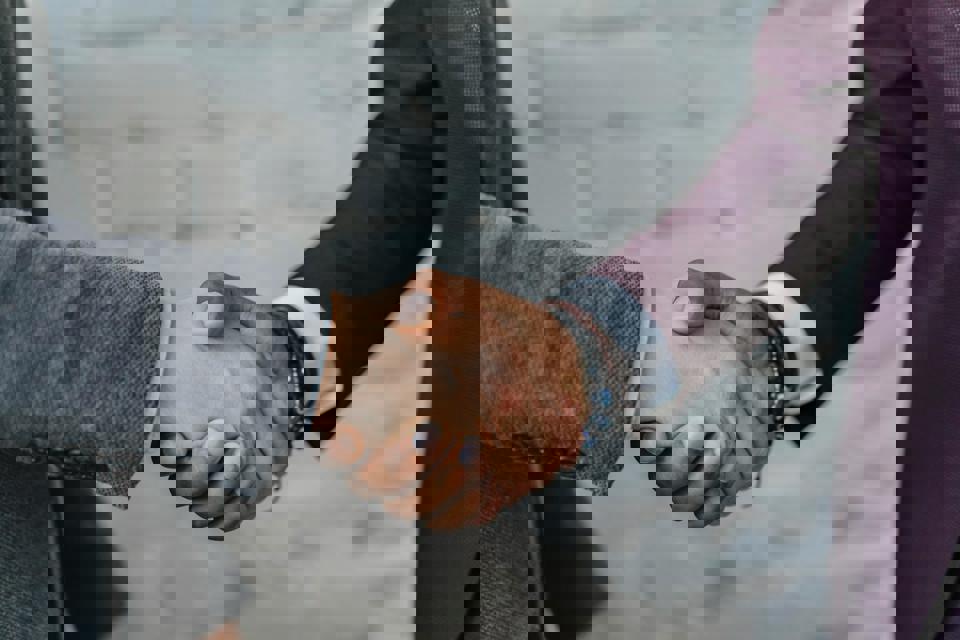 eine Nahaufnahme von sich schüttelnden Händen